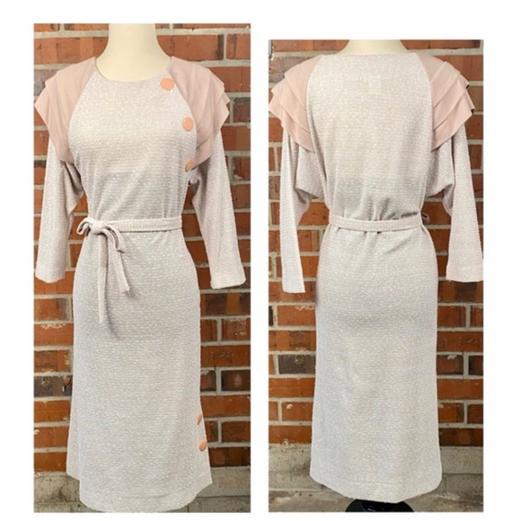 Vintage 1960s Size 12 Woven Knit Sheath Wiggle Dress - Picture 3 of 10